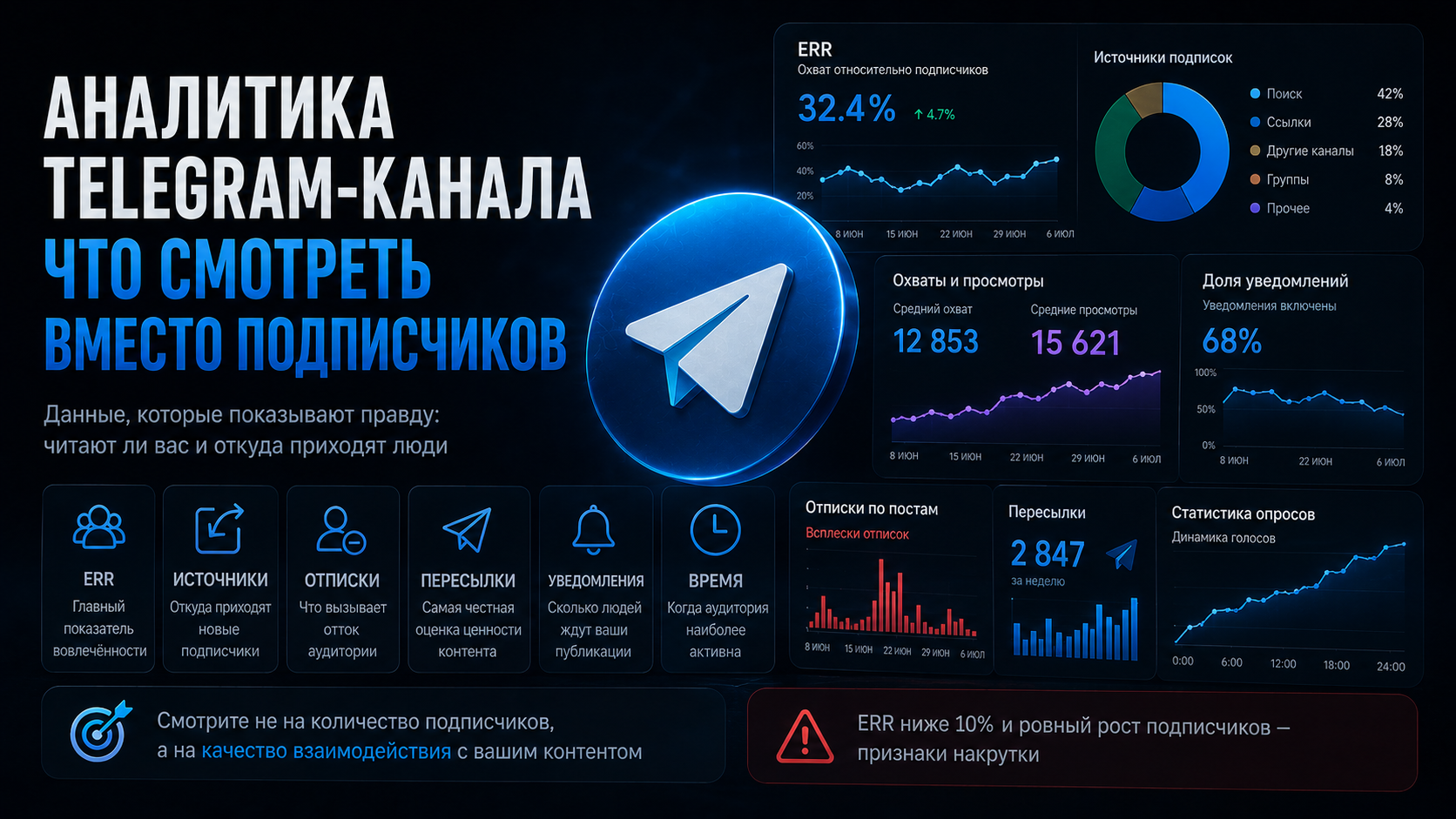Аналитика Telegram-канала: какие метрики смотреть в 2026 и где их брать